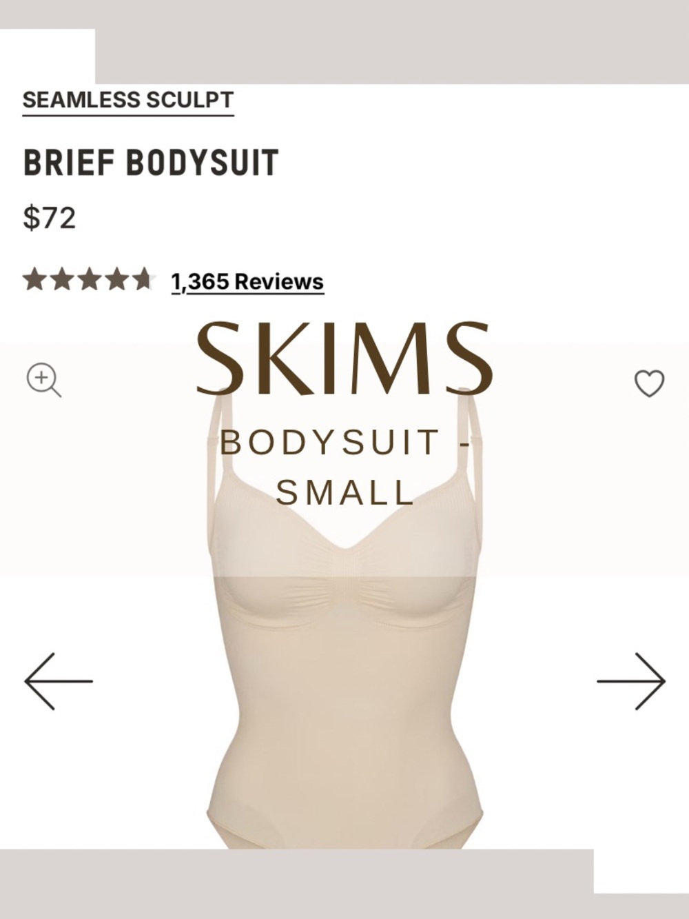 SKIMS Seamless Sculpt Brief Bodysuit — Light Nude